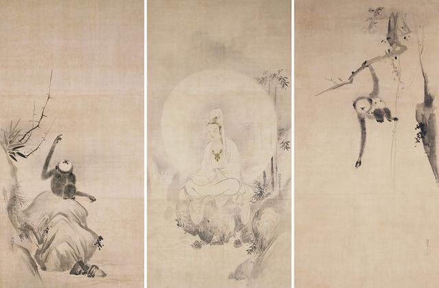 画像: 《観音図》狩野探幽筆 《猿猴図》狩野尚信・安信筆 三幅 江戸時代 相国寺蔵