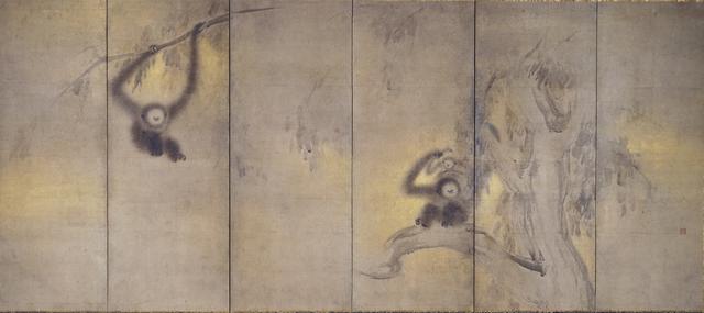 画像: 《竹林猿猴図屏風》長谷川等伯筆 六曲一双(右隻) 相国寺蔵 ※重要文化財