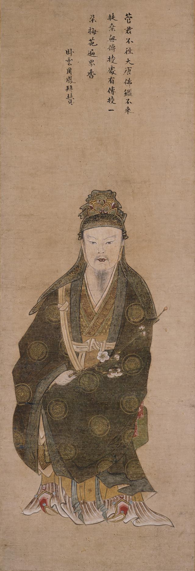 画像: 《渡唐天神像》 瑞渓周鳳賛 一幅 室町時代 紙本著色 十五世紀 鹿苑寺蔵