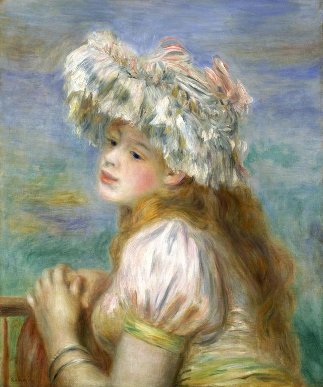 画像: ピエール・オーギュスト・ルノワール《レースの帽子の少女》1891年 ポーラ美術館蔵