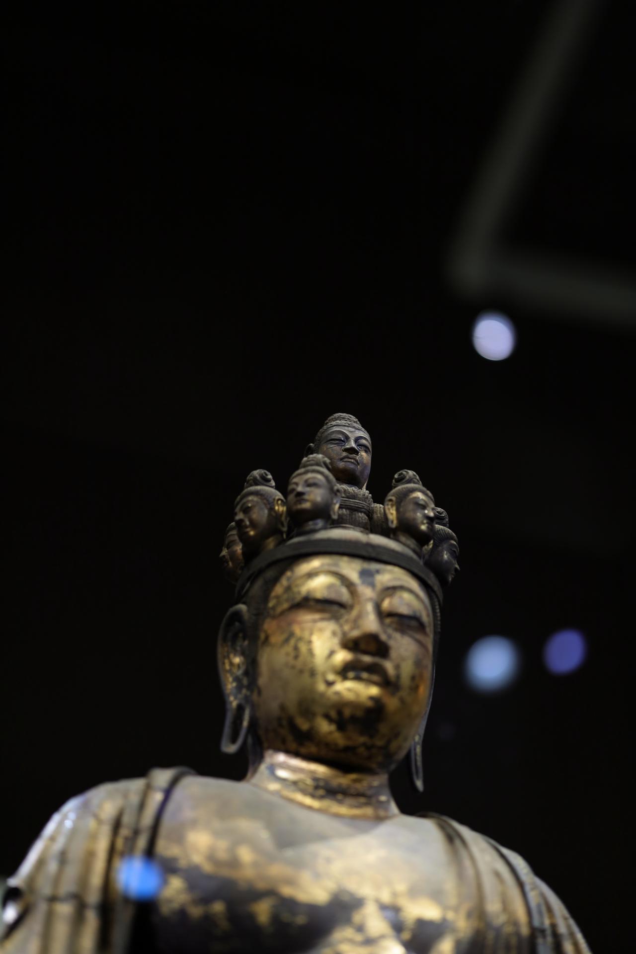 画像: 国宝 十一面観音菩薩立像 (部分・頭頂面) 奈良時代・8世紀 奈良・聖林寺蔵