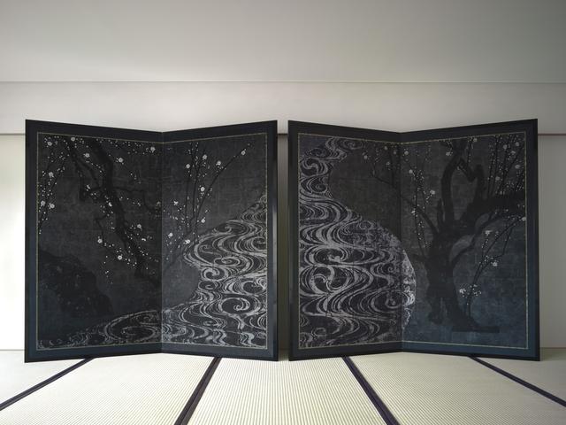 横山朱実、【緑韻の滝】、希少な大判額装用画集より、美品、日本人画家