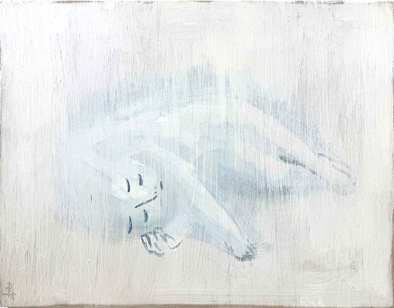 画像: しりあがり寿　「すぅ…」アクリル、パネル　31,8×40,9cm　2019