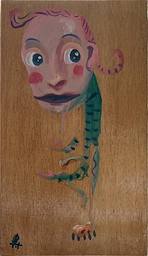 画像: しりあがり寿　「気づいた人」アクリル、パネル　48,2×27,5cm　2025