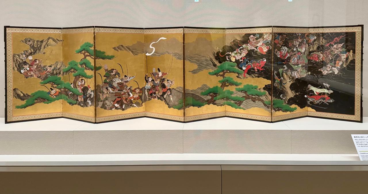 画像: 伝岩佐又兵衛《妖怪退治図屏風》 江戸時代(17世紀) 八曲一隻 紙本着色 「日本美術の鉱脈展 未来の国宝を探せ!」大阪中之島美術館 内覧会にて撮影 photo by © cinefil