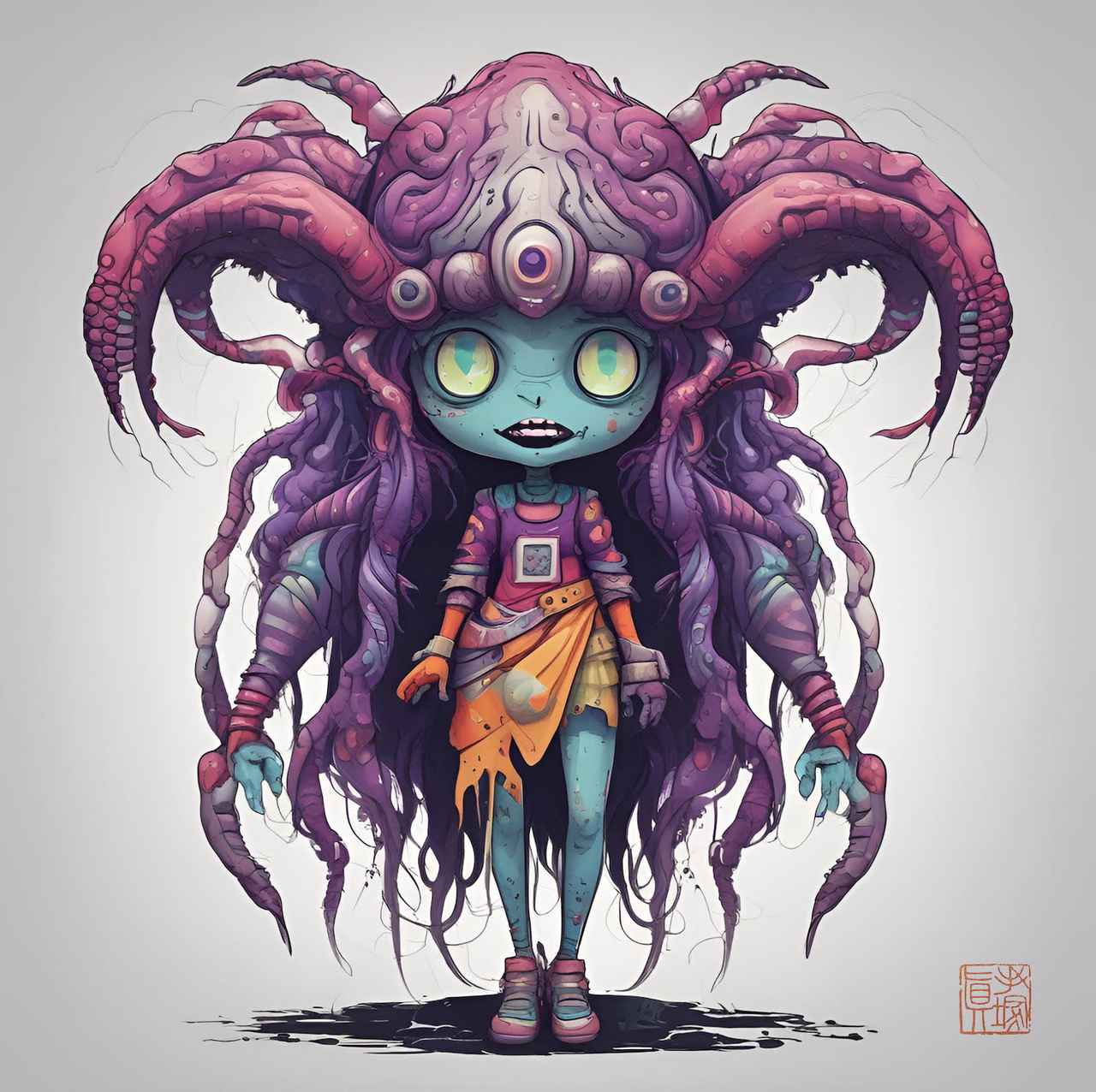 画像: 「蟲娘」 ー 都市の⽚隅にひっそりと棲む幼き妖怪。気を許して近づくと取り憑かれ、精気を吸われてしまう。