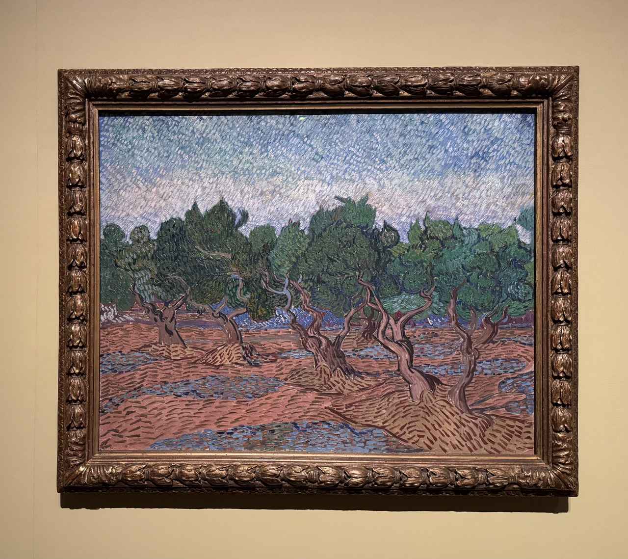 画像: フィンセント・ファン・ゴッホ《オリーブ園》 1889年11月 油彩、カンヴァス ファン・ゴッホ美術館、アムステルダム(フィンセント・ファン・ゴッホ財団)「ゴッホ展 家族がつないだ画家の夢」東京都美術館報道内覧会にて撮影 photo by © cinefil