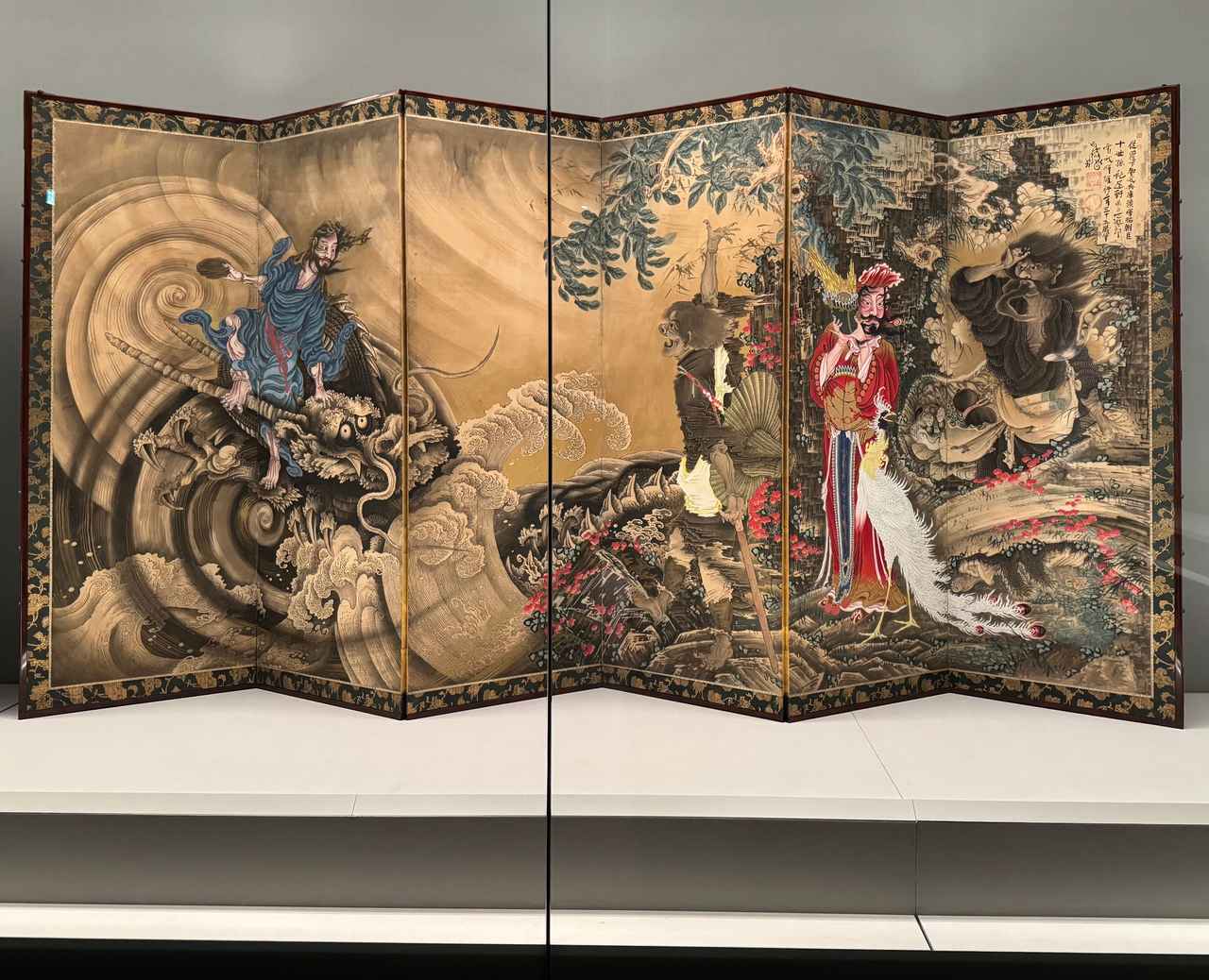 画像: 重要文化財　群仙図屏風（右隻）　曾我蕭白筆　江戸時代　明和元年（1764）　文化庁蔵 前期：9月20日～10月19日　京都国立博物館「特別展　宋元仏画─蒼海（うみ）を越えたほとけたち」報道内覧会にて撮影　photo by © cinefil