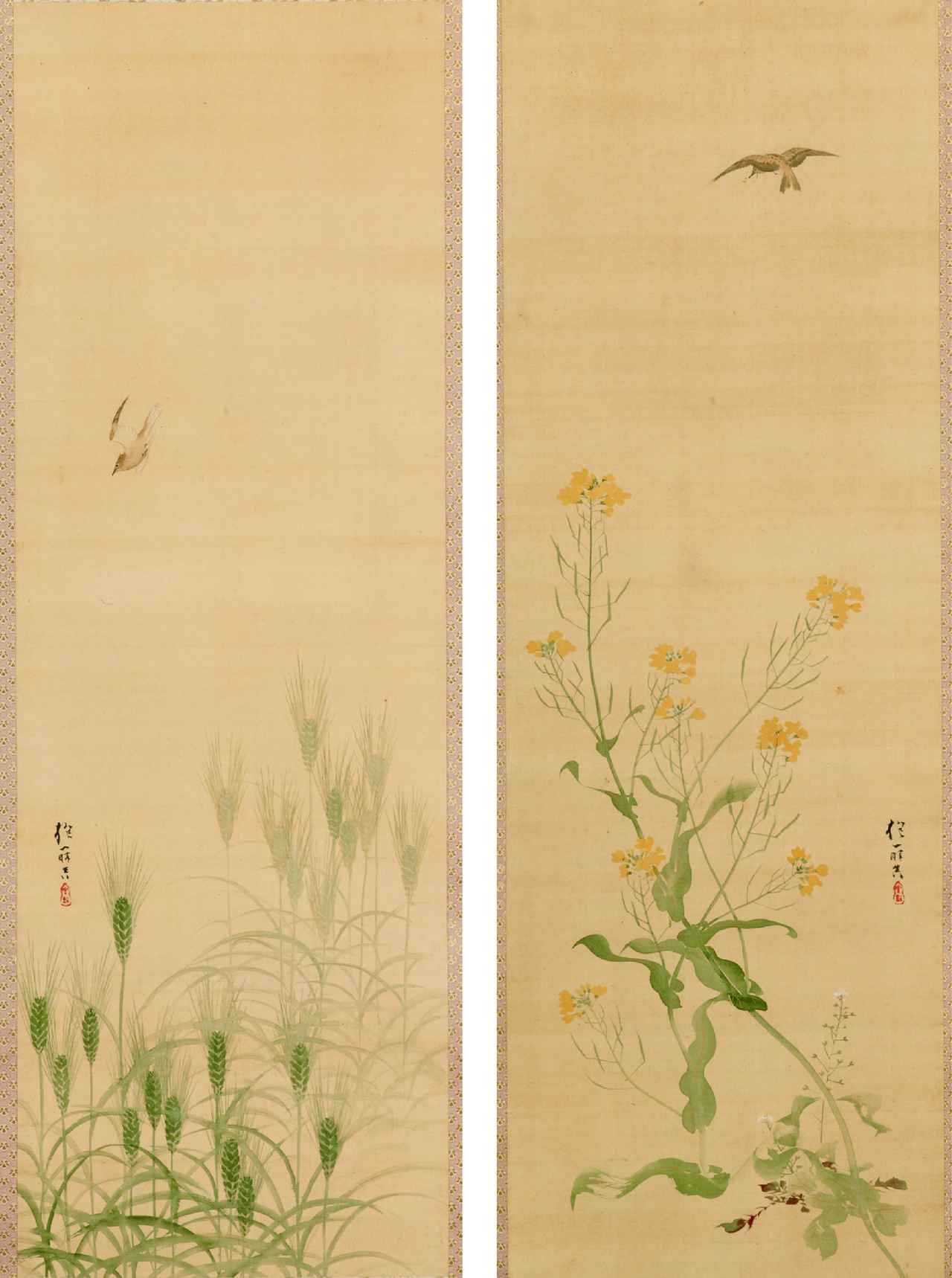 画像: 重要美術品　酒井抱一《麦穂菜花図》江戸時代（19世紀）静嘉堂文庫美術館蔵 ※前期展示