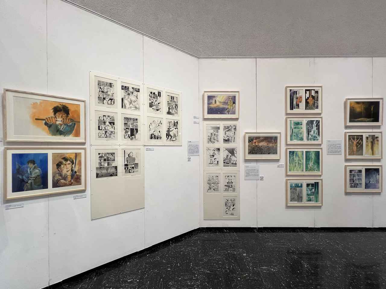 画像: 展示風景:左手に北海道の開拓時代を描いた『王道の狗』の原画群 photo©︎moichisaito