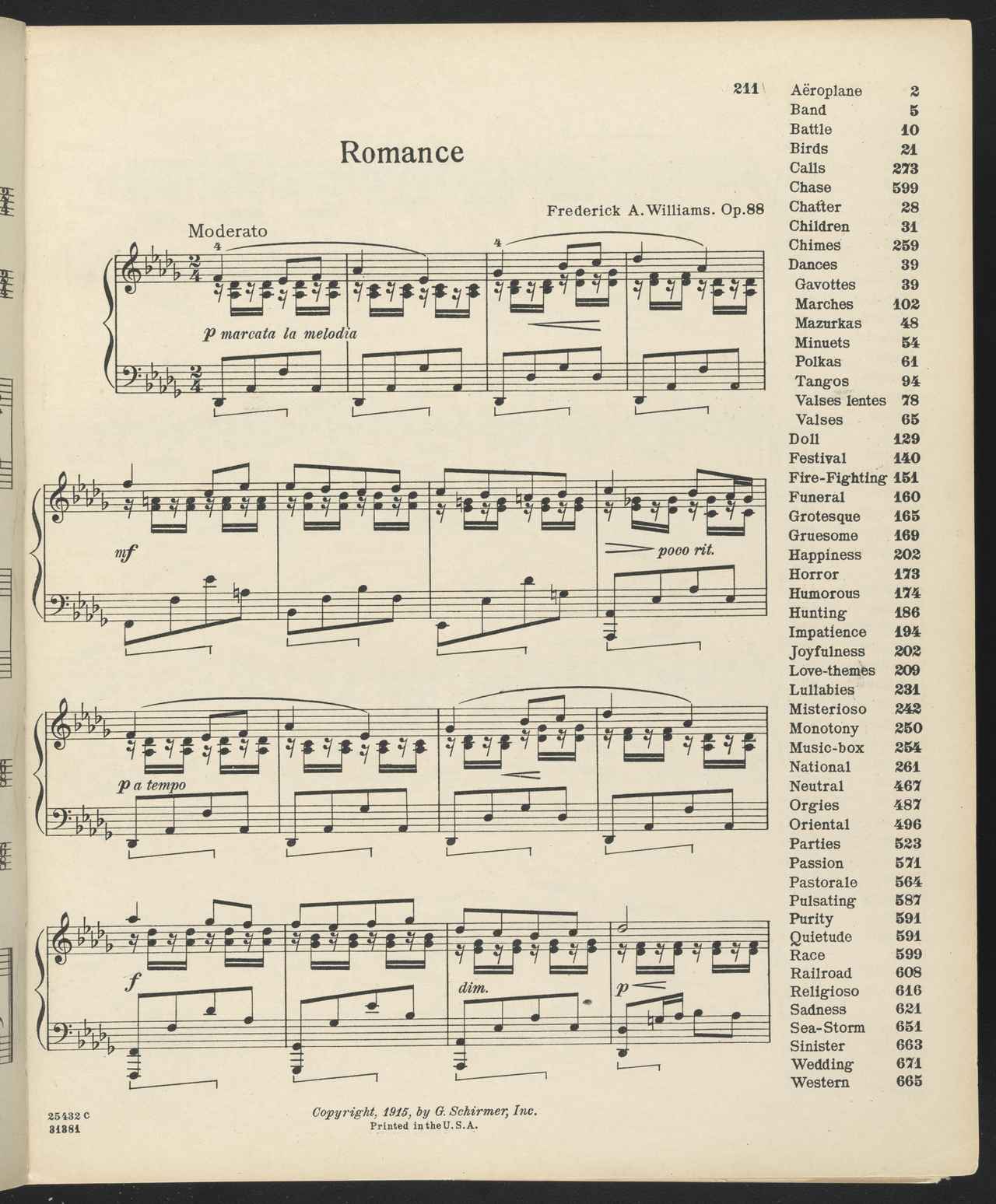 画像3: 『Motion picture moods : for pianists and organists : a rapid-reference collection of selected pieces, adapted to fifty-two moods and situations』エルノ・ラペー著、シャーマー出版、1924年