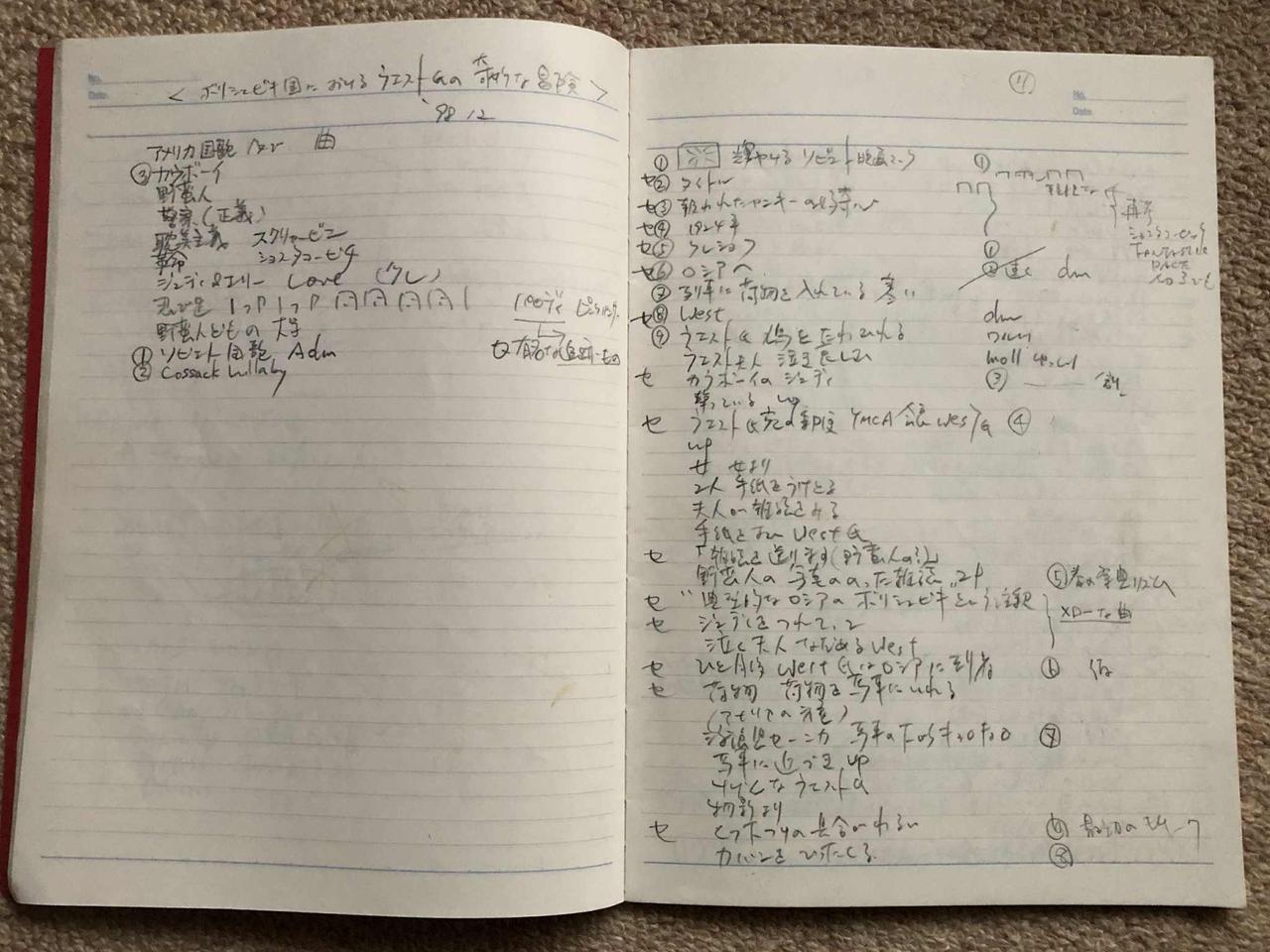 画像: 柳下さんが伴奏を始めた頃に使っていた『ボリシェヴィキの国におけるウェスト氏の異常な冒険』のキューシート