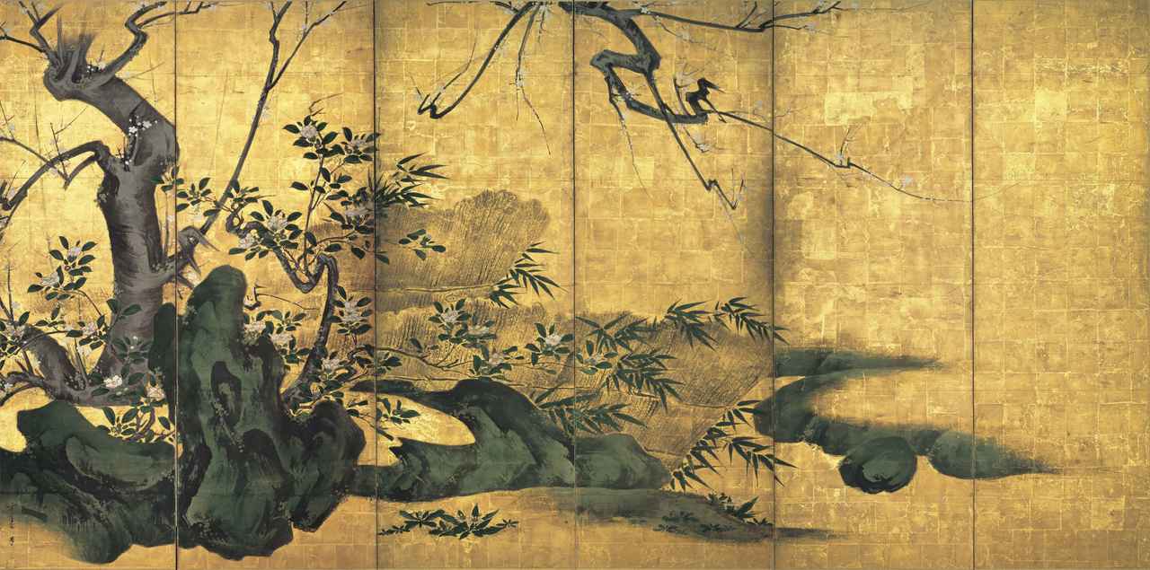 画像: 重要文化財 海北友松《花卉図屏風》(左隻)桃山時代(17世紀) 妙心寺