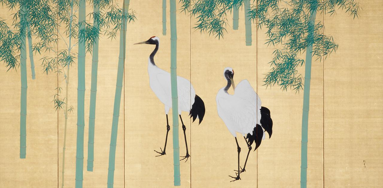 画像: 木島櫻谷《竹林白鶴》右隻　大正12年（1923）泉屋博古館東京【前期展示】