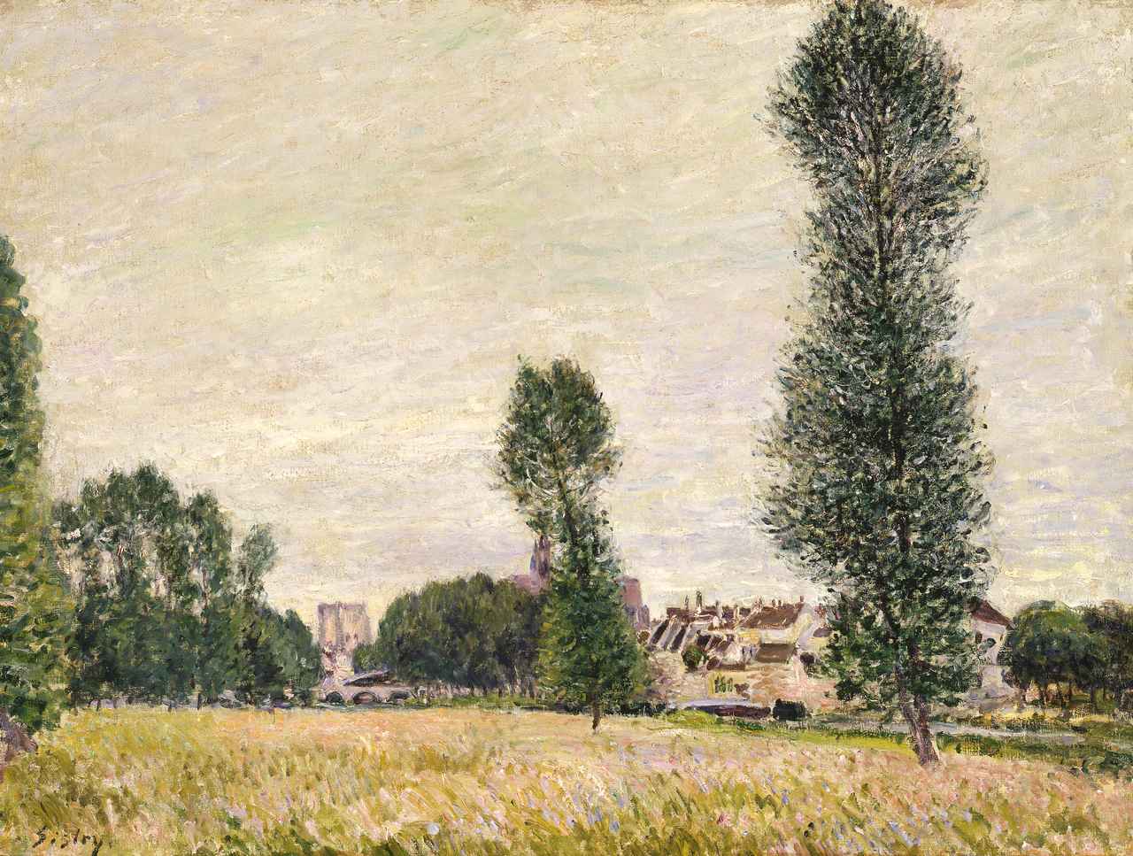 画像: アルフレッド・シスレー 《麦畑から見たモレ》 1886年