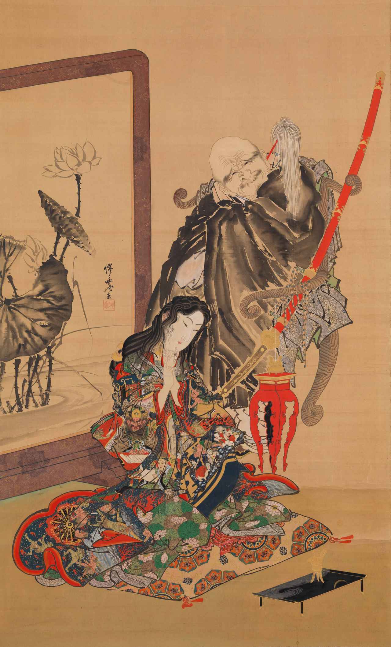 画像: 河鍋暁斎《地獄太夫と一休》明治4~22年(1871–89) 絹本着彩 イスラエル・ゴールドマン・コレクション Photo:Ken Adlard 【日本初出品】