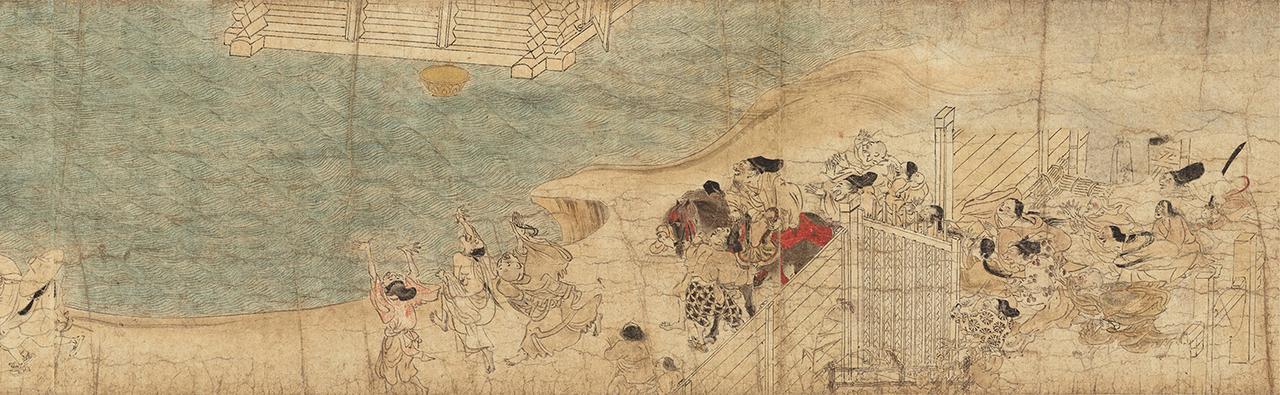 画像: 国宝 信貴山縁起絵巻 飛倉巻(部分) 平安時代 12世紀 奈良・朝護孫子寺蔵 前期展示7/14(火)-8/9(日)展示 画像提供:奈良国立博物館