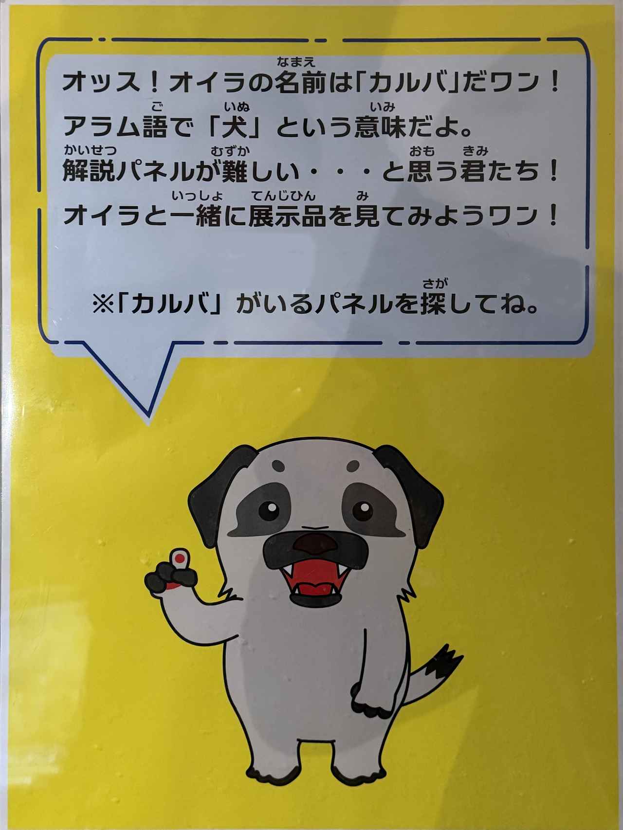 画像: 展示風景:カルバくんの解説パネル photo©️moichisaito