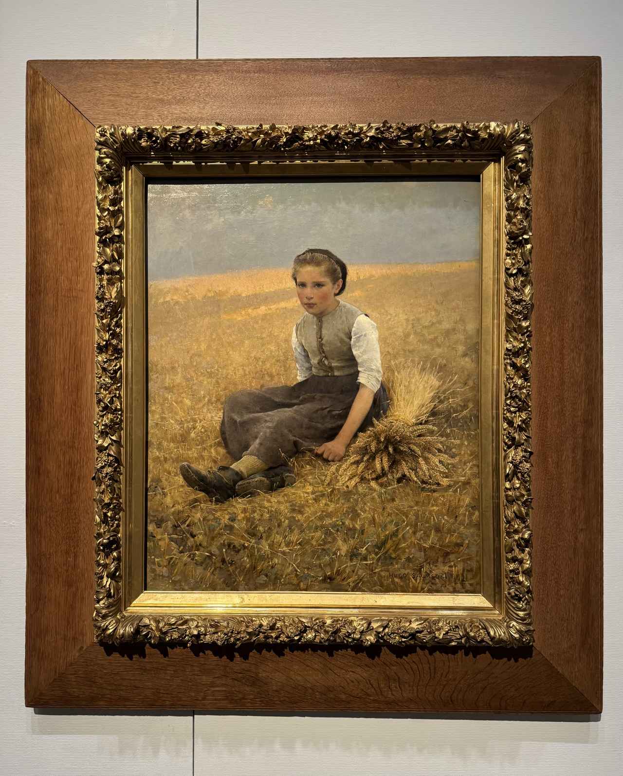 画像: ヒューゴ・サルムソン《落穂拾いの少⼥》1880年代初頭 油彩、カンヴァス スウェーデン国立美術館蔵 愛知県美術館「スウェーデン絵画 北欧の光、⽇常のかがやき」内覧会にて撮影 photo by ©cinefil