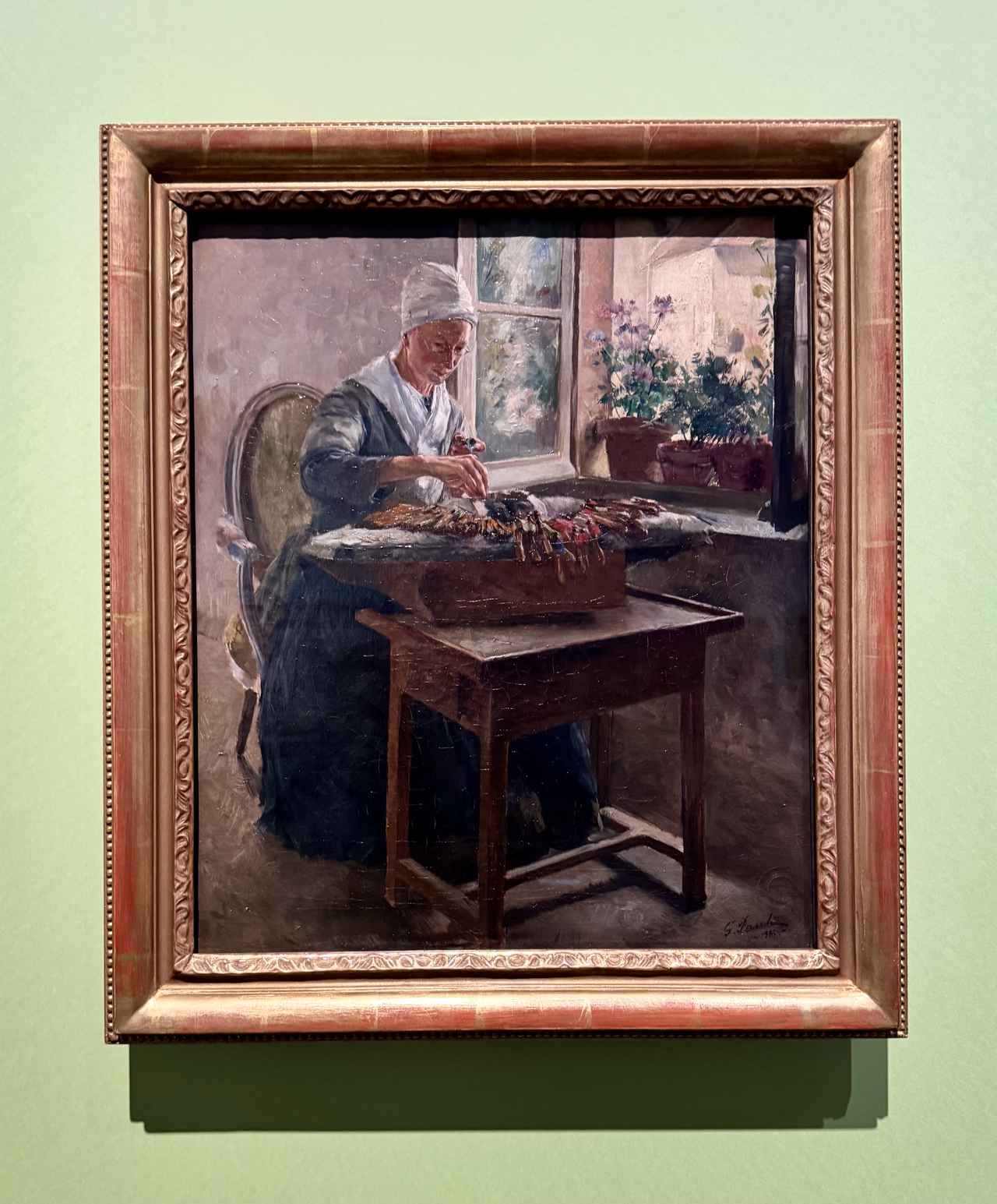 画像: イエーオリ・パウリ 《レース編み》 1885年 油彩、カンヴァス スウェーデン国立美術館蔵 愛知県美術館「スウェーデン絵画 北欧の光、⽇常のかがやき」内覧会にて撮影 photo by ©cinefil