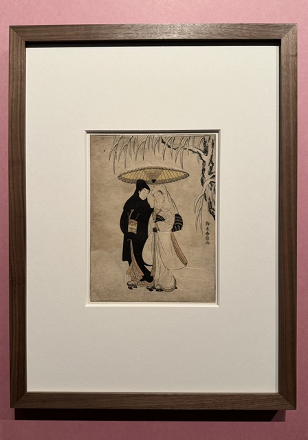 画像: 鈴木春信《雪中相合傘》昭和4年（1767）頃　大英博物館蔵 「大英博物館日本美術コレクション　百花繚乱～海を越えた江戸絵画」東京都美術館館開館100周年記念内覧会にて撮影　photo by © cinefil