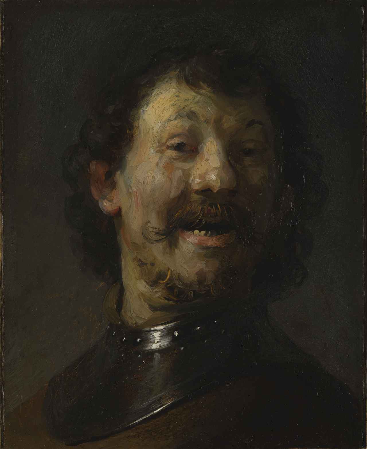 画像: レンブラント・ファン・レイン《笑う男》1629-1630年頃　油彩/金箔で覆った銅　 15.3 ×12.2 cm　マウリッツハイス美術館　© Mauritshuis, The Hague