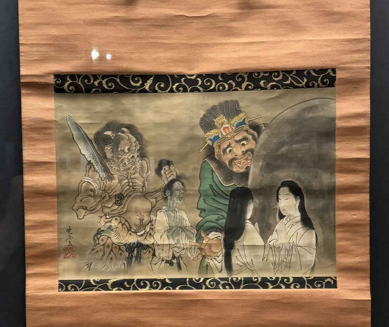 画像: 河鍋暁斎《閻魔大王浄玻璃鏡図》明治4～22年（1871-89）　絹本着彩　イスラエル・ゴールドマン・コレクション　神戸市立博物館　特別展「ゴールドマン コレクション　河鍋暁斎の世界」内覧会にて撮影　photo by © cinefil