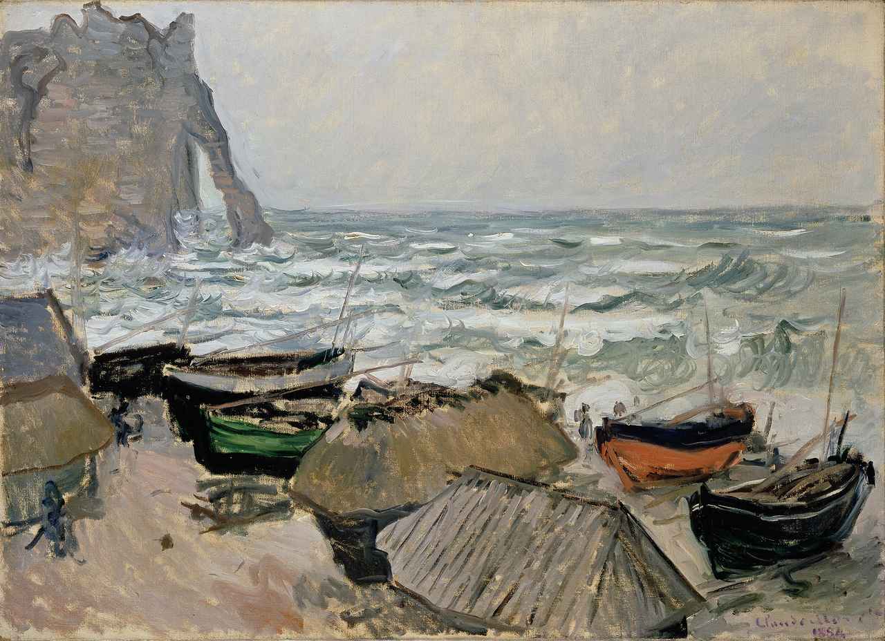 画像: クロード・モネ《エトルタの浜辺の漁船》 1883-84年 油彩、カンヴァス Claude Monet, Fishing Boats on the Beach of Étretat, 1883/84, Oil on canvas Wallraf-Richartz-Museum & Fondation Corboud, Cologne, Photo: © RBA, Cologne