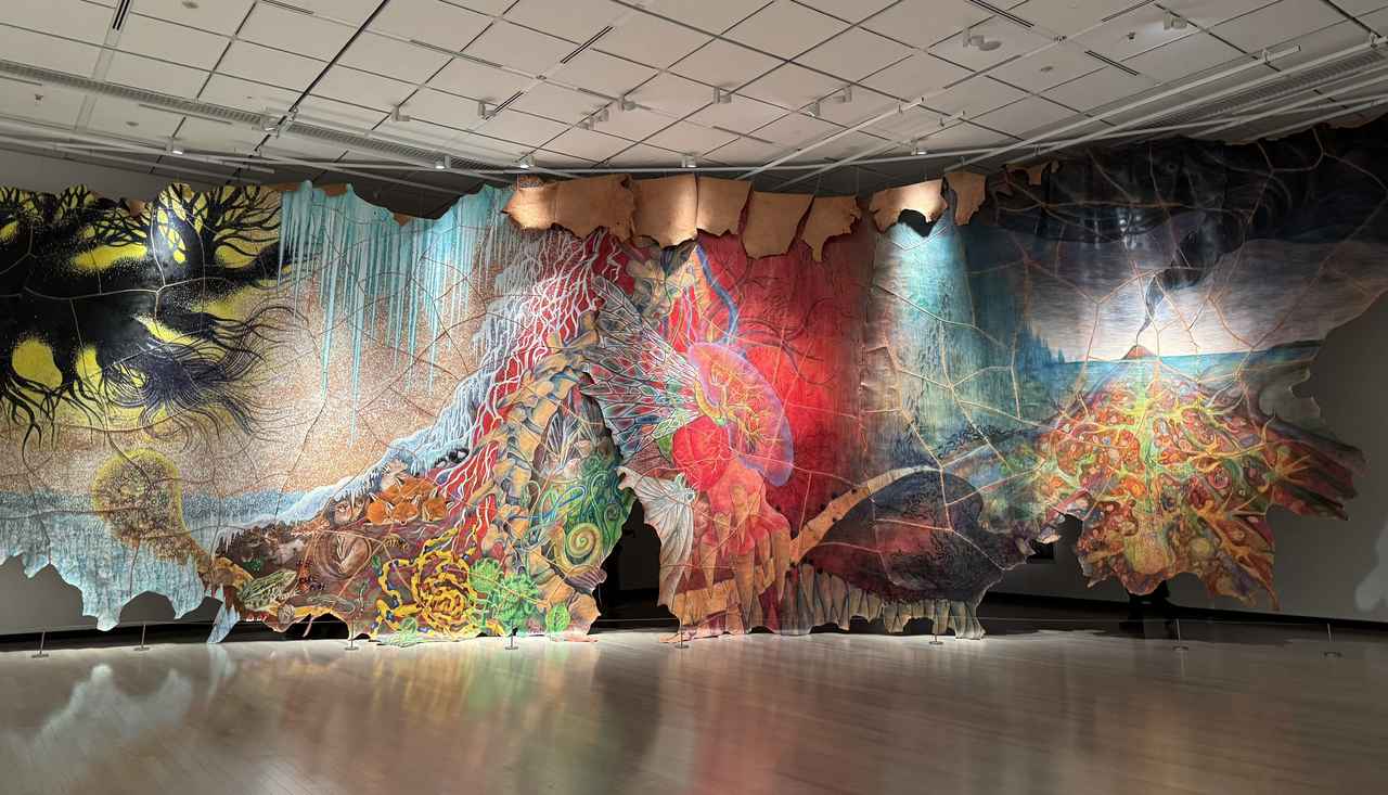 画像: 鴻池朋子 《皮緞帳》(部分) 2015年 高橋龍太郎コレクション 〔大阪展限定〕 大阪中之島美術館「ＮＨＫ日曜美術館５０年展」記者内覧会にて撮影photo by © cinefil