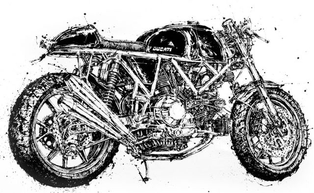 珍しい素材で描かれたバイクアート！アーティスト遠藤信氏の日本