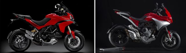 画像: Ducati Multistraada 1200(左)とMV Agusuta TURISMO VELOCE 800 LUSSO(右)