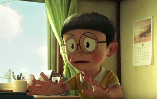 画像: 突然のことにうろたえるのび太 doraemon-3d.com