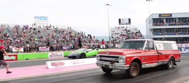 画像: 【動画】ランボルギーニと赤いトラックのドラッグレース対決。どっちが勝つでしょう??