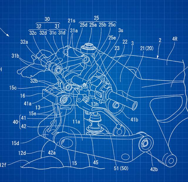 画像: ダブルウィッシュボーンの先端の内側に、ステアリングパイプが位置することがこのブループリントからわかります。 www.motorcyclistonline.com