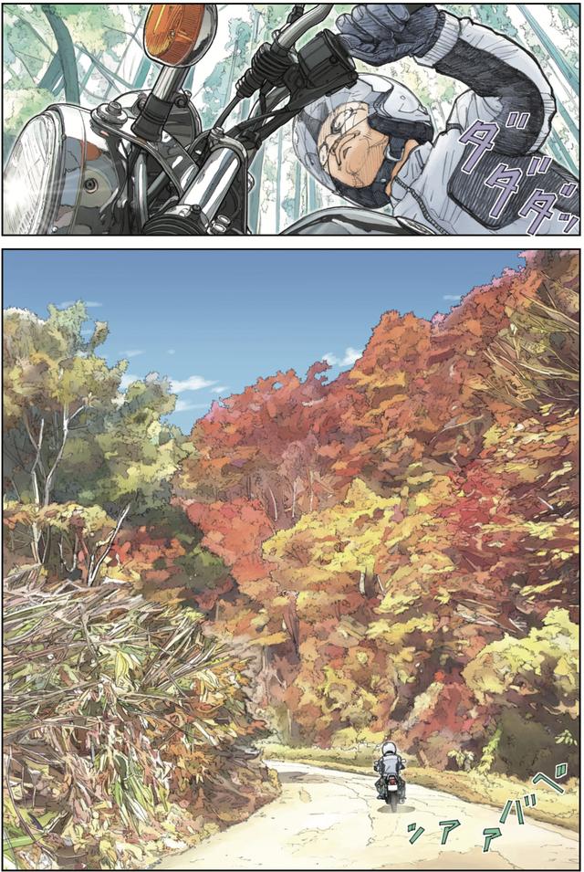 画像: 色づき始めた木々の葉を眺めながらゆっくりSRを走らせる。それがこのバイクの良さだと感じながら。
