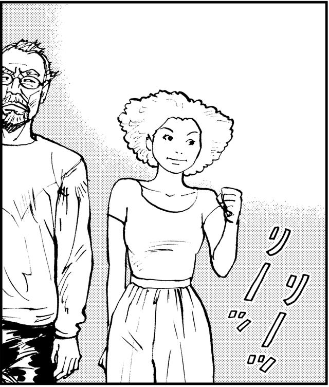 画像: シゲさんの背中を少し上気気味に見送る咲希。