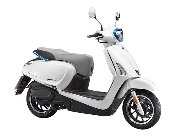 画像: ライクEVのカラーリングは白のみ。灯火類にはLEDを採用しています。 www.kymco.com