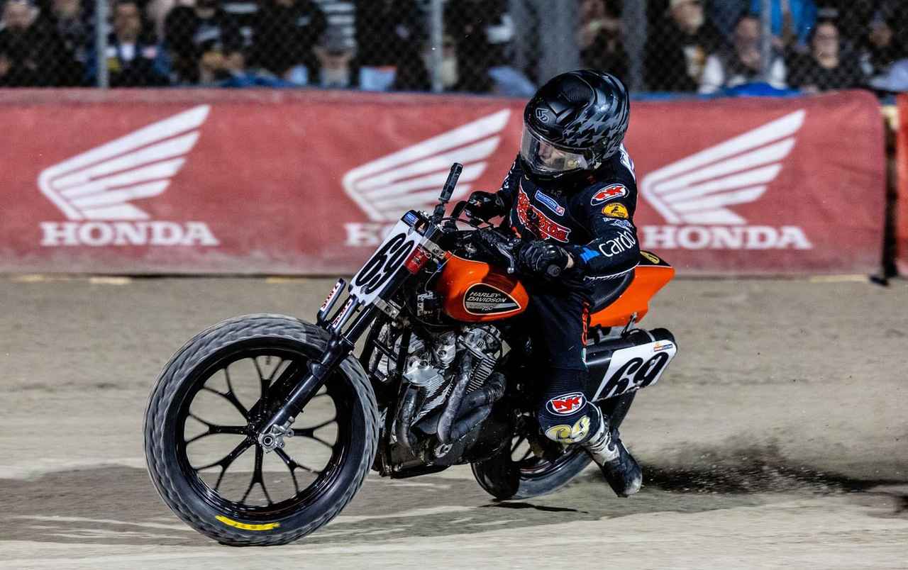 画像: 2024年のAFT(アメリカン フラット トラック)開幕戦で、XR750を駆るサミー ハルバート。来シーズンからAFTは、2気筒クラスでの 「レース専用エンジン車出場不可ルール」を施行するため、 同シリーズでXR750の姿を見ることができるのは今シーズン限りとなりました・・・。 lrnc.cc