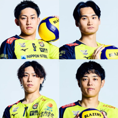 画像: ©Blazers sports club 日本製鉄堺ブレイザーズ所属選手 （森 愛樹さん、高梨 健太さん、大宅 真樹さん、竹元 裕太郎さん）