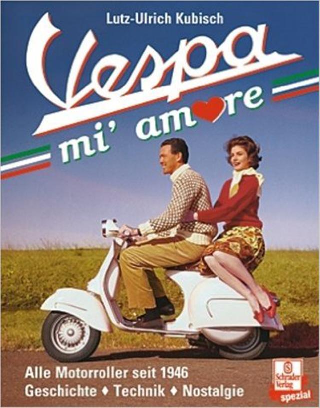 画像: Vespa愛たっぷりの定番資料集 Vespa mi' amore ベスパ、私の恋人 ¥3,720 (税抜) 本書はスクーターの始まりとして70年前に生まれたVespaの魅力を、 詳細な資料化という正攻法でとことん突き詰めて見せる、 情報量随一のVespa資料集。その始まりとコンセプト、 歴代車種の歩みや他スクーターメーカーとの開発競争史から、 世界各地での生産と輸出、Vespa乗りの生態調査など。 類を見ない情報量でVespaの魅力に迫る。 トライアルやサーキットレースの歴史や12か国もの生産事情など興味深い。 その他2000年開館ピアジオミュージアムの詳細と2014年946までの 市販車情報、モデル年式が判るシリアルコード表など。 地中海への思い入れ深いドイツ人著者のセンスも良く、独語書籍ながら、 Vespisti(Vespa乗り)もそうでない人も心動かされる。 Vespaの魅力たっぷりの瀟洒な一冊。