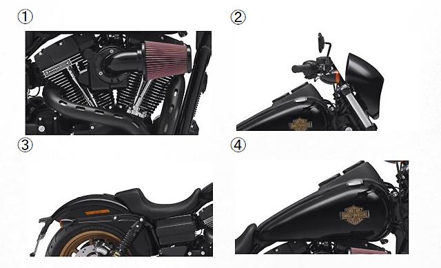 画像: 1.ハーレーダビッドソンファクトリーで排気量が最も多いエンジンであるScreamin’ Eagle Twin Cam 110 エンジンを搭載。 2.特徴的なスピードスクリーンを採用し路面状況の確認が容易に。 3.ソロシート、切り落とされたリアフェンダーによって、スッキリとした車両後部。 4.ゴールドのタンクバッジは、1977XLCRモデルへのオマージュが込められています。