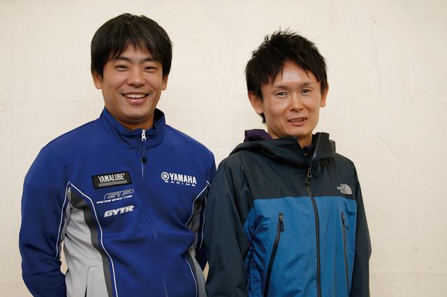 画像: 谷口義則氏(左)株式会社 ワイズギア開発部、尾崎公哉氏(右)KYBモーターサイクルサスペンション株式会社技術部