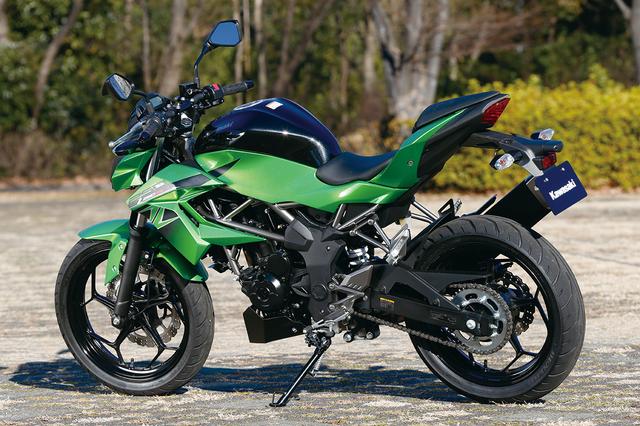 画像: コンパクトに切り詰められたシートやテールカウル周りは、ベースとなったニンジャ250SLと共通。フルカウルを取り払ったことやカラーリングの違いにより、イメージが大きく異なって見える。