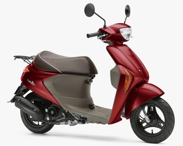 画像: S050 SUZUKI LET'S5/G ■価格:14万7960円/15万8760円 ※生産終了モデル レッツ4とメカは共通だが、シャープなイメージのスタイルとされたレッツ5。フロントインナーラックや盗難抑止アラームを追加して装備を充実させた上級仕様がレッツ5G。