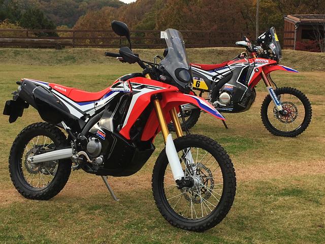 画像: CRF250 RALLY 開発のキーワードを「ザ・ダカールレプリカ 週末の冒険者へ!」と定め、ワークスマシンCRF450 RALLYのフォルムとカラーリングをほうふつさせるスタイリングを実現しました。快適な高速巡航を可能とする、ウインドプロテクションに優れたフロントスクリーンや、不整地走行を考慮したロングストロークの前・後サスペンションを採用。ヘッドライトは、ラリーマシンと同様のフレームマウントで、左右非対称の二眼LEDを採用し、個性的なフロントビューとしています。水冷・4ストローク・DOHC・単気筒250ccエンジンは、低回転域でのトルクと高回転域でのピーク出力の向上を図ることで、扱いやすさと力強さを高めています。なお、ブレーキシステムは、制動時の安心感を高めたABSを採用するなど、アドベンチャーモデルにふさわしい充実した装備としています。(ホンダリリース)