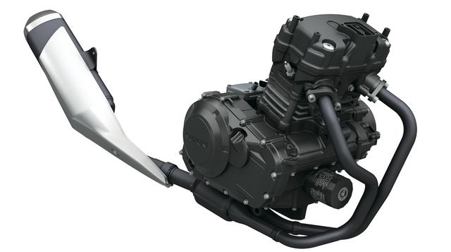 画像: エンジンはGSR 250のパラレルツインをベースに吸排気系を見直した仕様。持ち前のスムーズな特性はそのまま引き継がれ、パワーも25 PSに若干アップ。大幅に軽量化された車体の効果もあって、燃費も向上している。