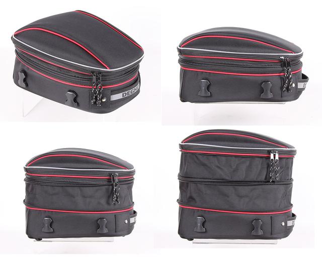 画像: 10L、16L、21Lと、容量を拡大でき、フルフェイスヘルメットも収納できる。