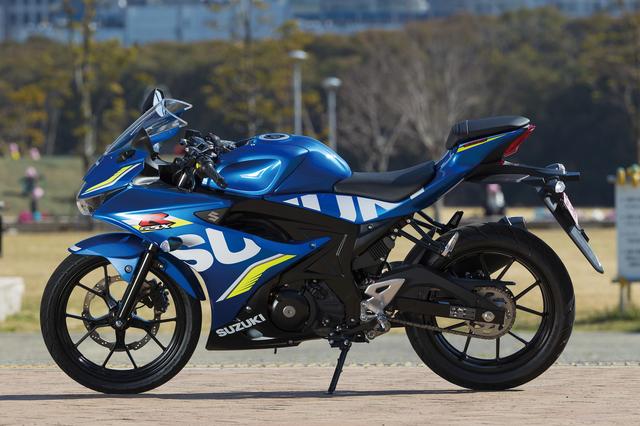 画像: GSX-Rシリーズらしい最新スーパースポーツ的なルックスのフルカウル。前面投影面積を減らすことで空気抵抗を低減しながら、リフト量も抑えて優れた安定性も実現した。