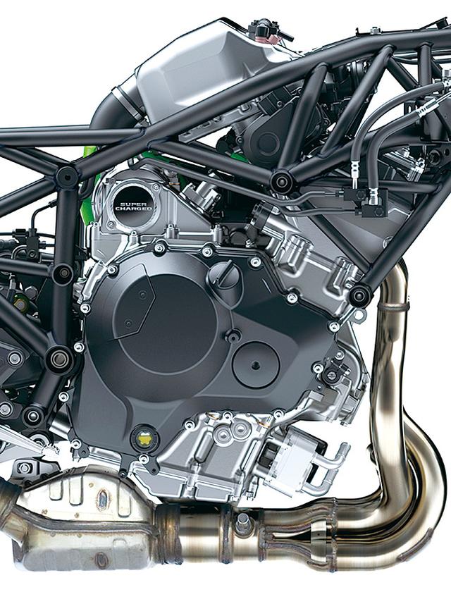 画像: パワースペックこそ同じ200PSだが、H2とは異なり、新作のスーパーチャージャーを採用し、圧縮比アップなどエンジン本体も改良。扱いやすさと省燃費も獲得している。