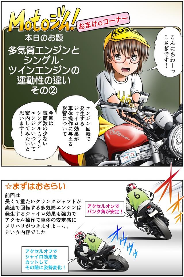 画像1: Motoジム! おまけのコーナー
(多気筒とシングル・ツインエンジンの運動性の違い・その2)
作・ばどみゅーみん